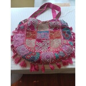 Tribe Azure boho patchwork shoulder handbag tassels embroidery beads hippie flaw